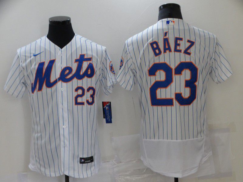 Men New York Mets #23 Baez White Elite 2024 Nike MLB Jersey style 1->new york mets->MLB Jersey